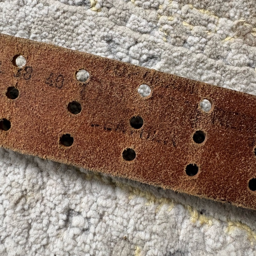 Black Perforated Leather Belt Triple Prong Buckle - Picture 5 of 8